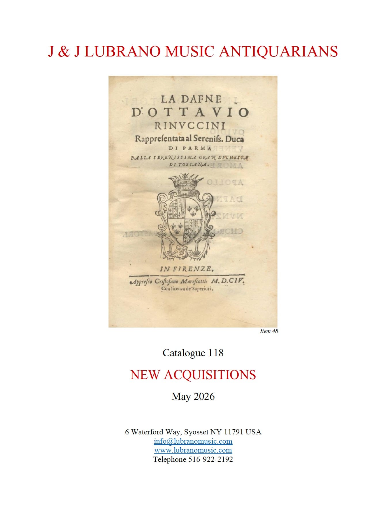 Catalogue 118: NEW ACQUISITIONS May 2026