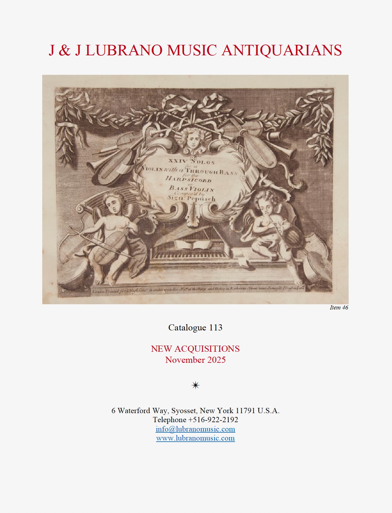 Catalogue 113: NEW ACQUISITIONS