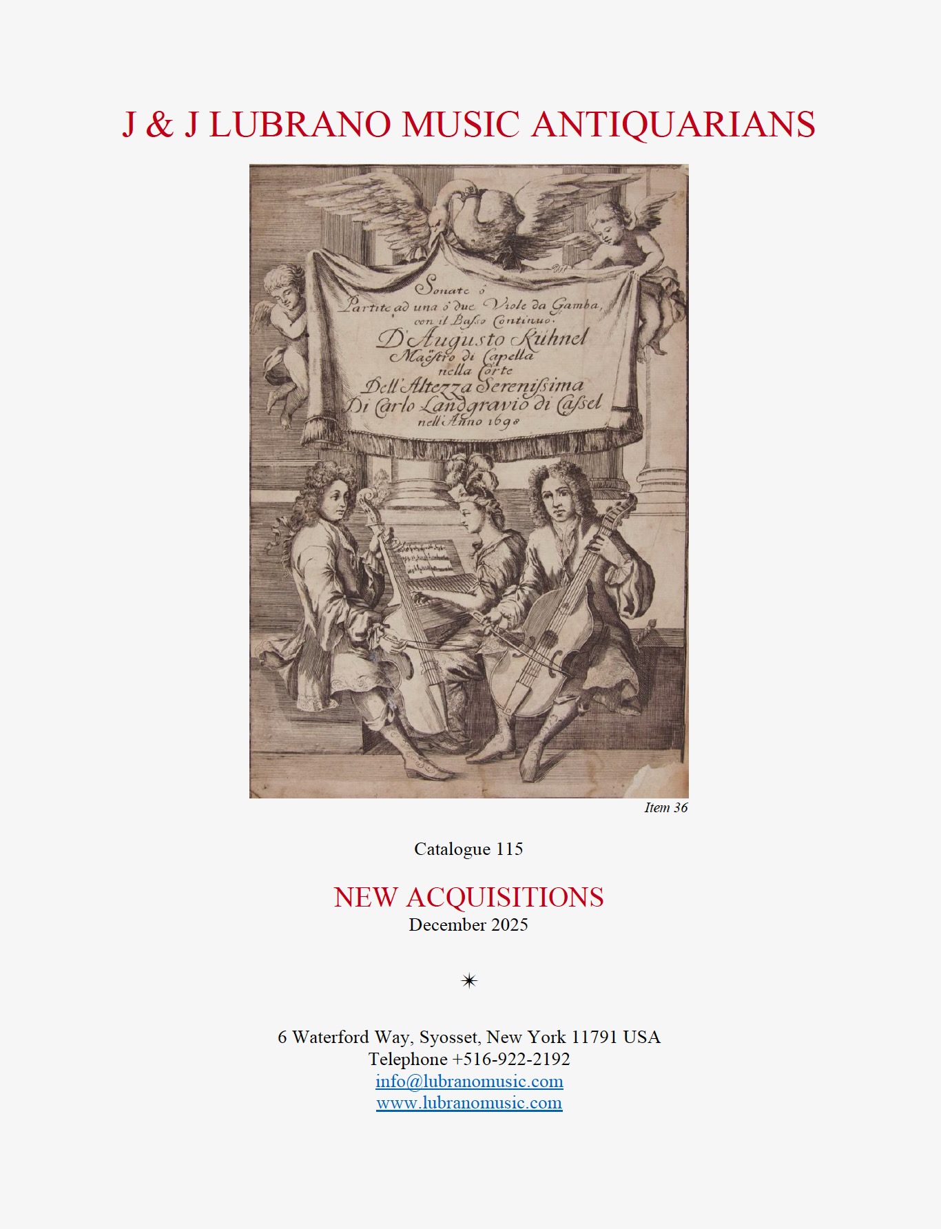 Catalogue 115: NEW ACQUISITIONS
