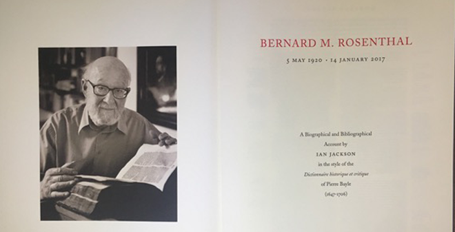 Commemorative Book on Bernard M. Rosenthal