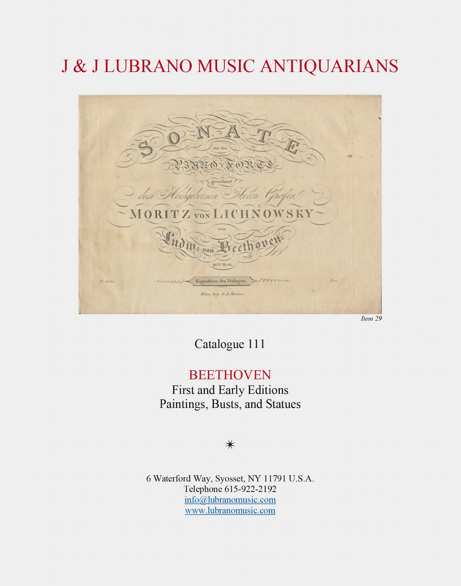 Catalogue 111: BEETHOVEN