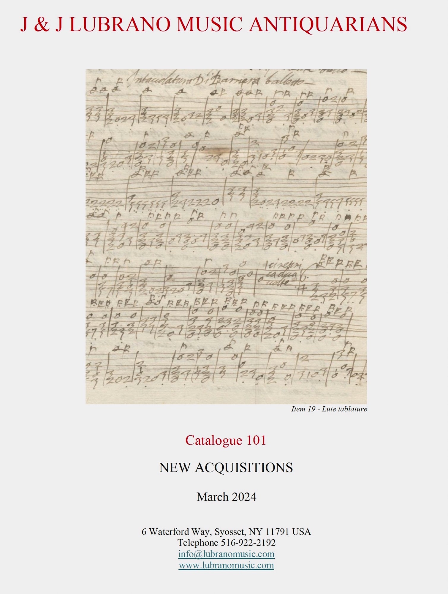Catalogue 101: New Antiquarian Music Acquisitions March 2024