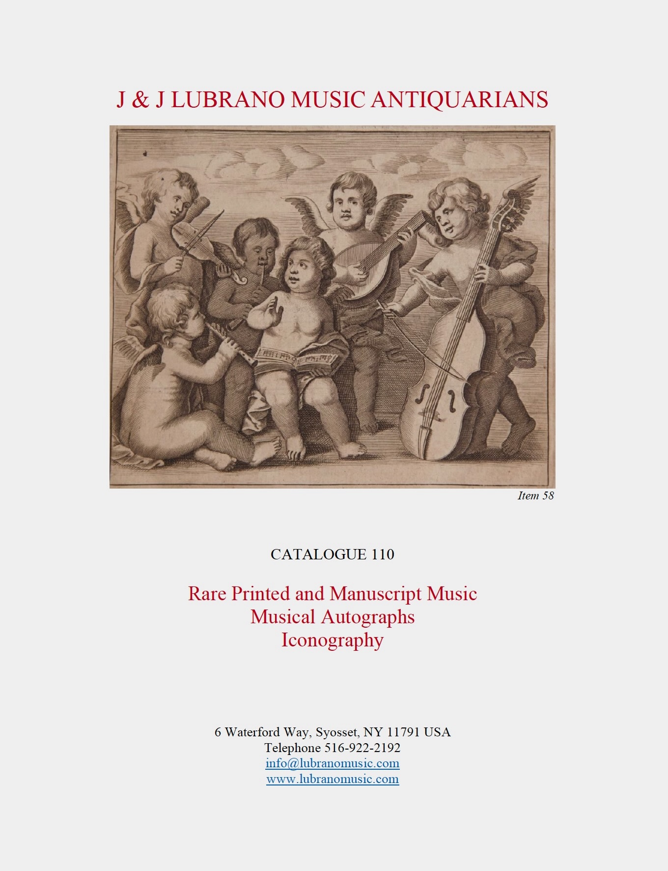 Catalogue 110: RARE PRINTED & MANUSCRIPT MUSIC, MUSICAL AUTOGRAPHS, ICONOGRAPHY