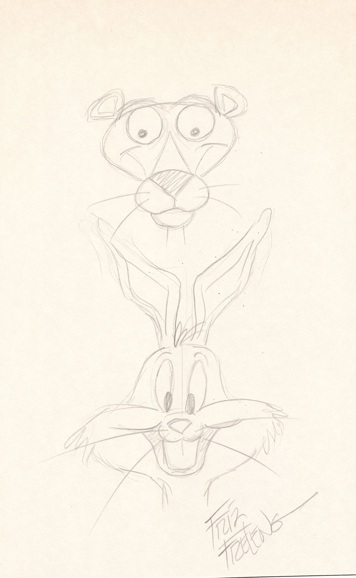 Bugs Buney & Pink Panther Sketch Signed
