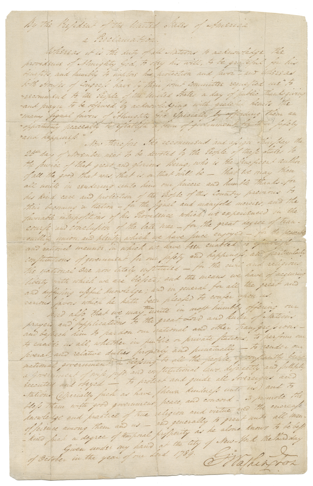 George Washington's Thanksgiving Proclamation