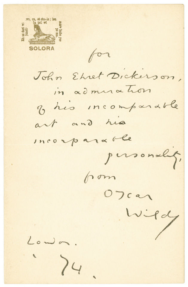 Letter signed by Oscar Wilde