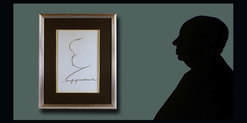 Alfred Hitchcock, Signed Self-Caricature