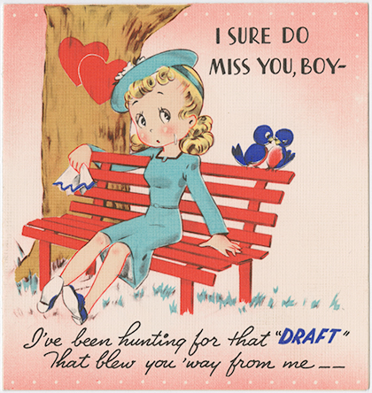 I Sure Do Miss You, Boy Rare WWI Valentines Card