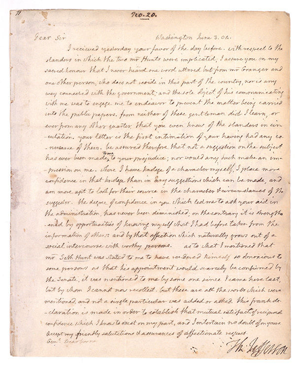 Jefferson, Autograph Letter