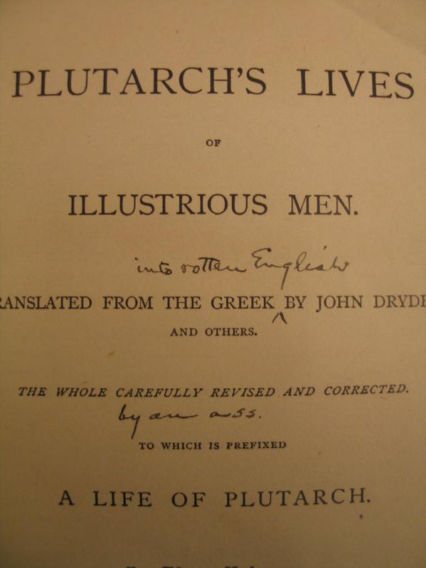 Mark Twain's marginalia on his copy of Plutarch's Lives