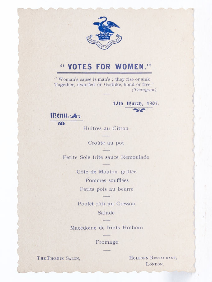 Votes for Women Menu